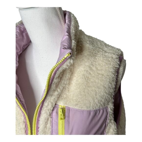 Athleta Girl So Toasty Reversible Sherpa Vest Warm Fuzzy Size XL/14 EUC Purple - Picture 7 of 12
